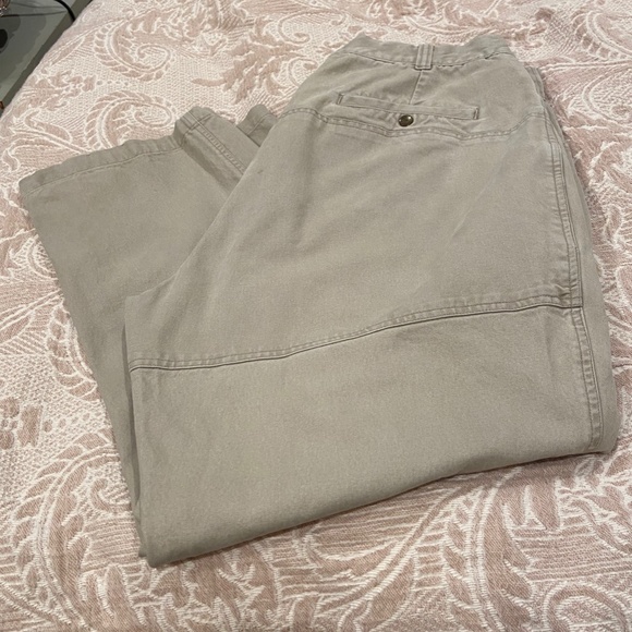 N5-ORVIS Classic Khaki Flat Front Heavy Cotton Canvas Pants - Picture 7 of 16